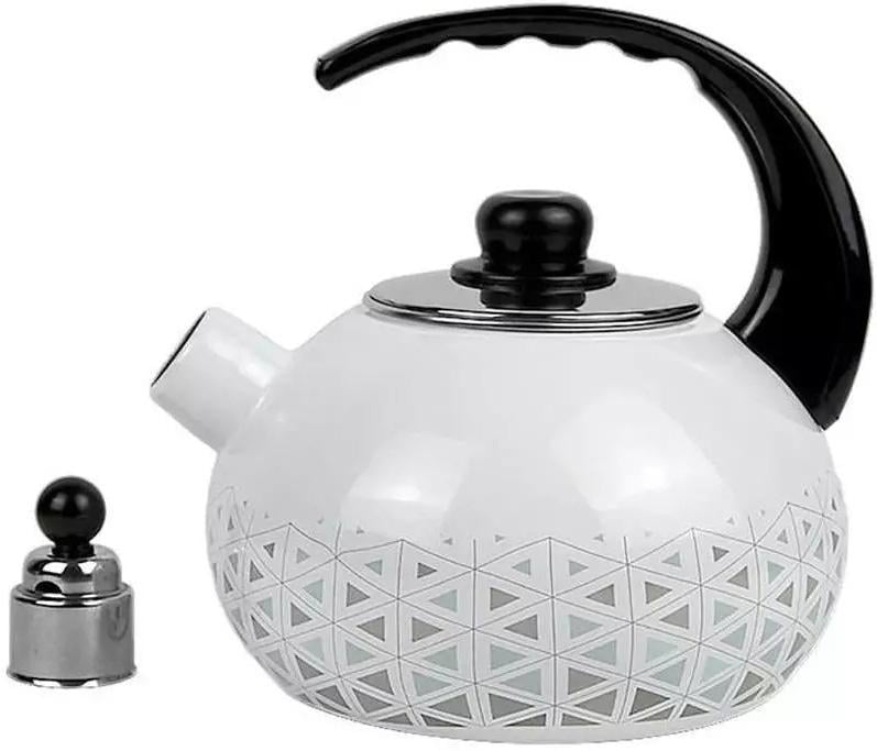 Чайник эмалированный Kamille Геометрия со свистком 2,5 л - фото 2 Чайник эмалированный Kamille Геометрия со свистком 2,5 л - фото 2