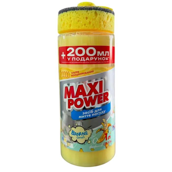 Средство для мытья посуды Maxi Power Банан с губкой 1,2 л (703240)