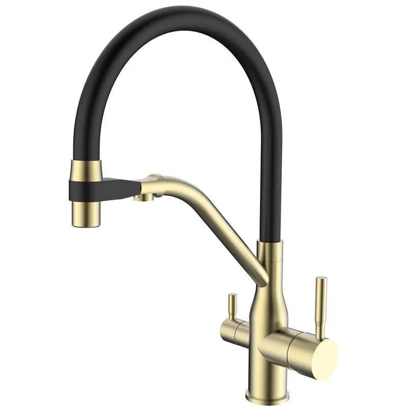 Смеситель для кухни MIXXUS Gravity 021 Brushed Gold/Refl Black (MI6981) Смеситель для кухни MIXXUS Gravity 021 Brushed Gold/Refl Black (MI6981)