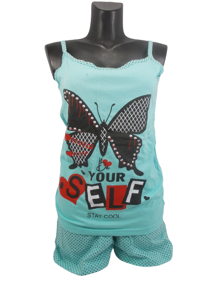 Пижама женская хлопковая топ/шортики Dollar club 44-46 Голубой (1580637471) Пижама женская хлопковая топ/шортики Dollar club 44-46 Голубой (1580637471)