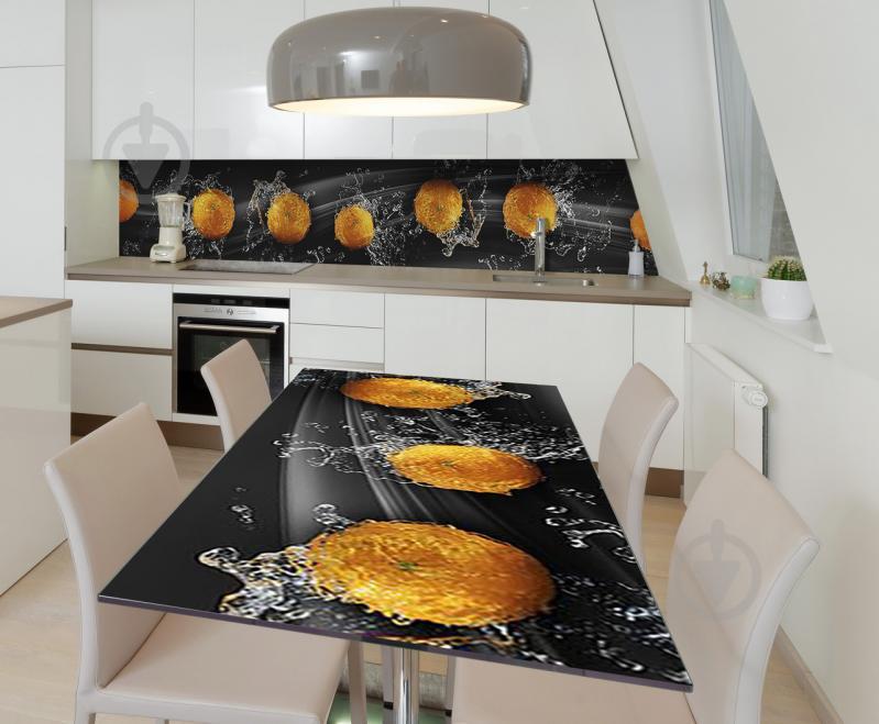 Наклейка 3Д виниловая на стол Zatarga «Цитрусовый всплеск» 650х1200 мм для домов, квартир, столов, кофейн,