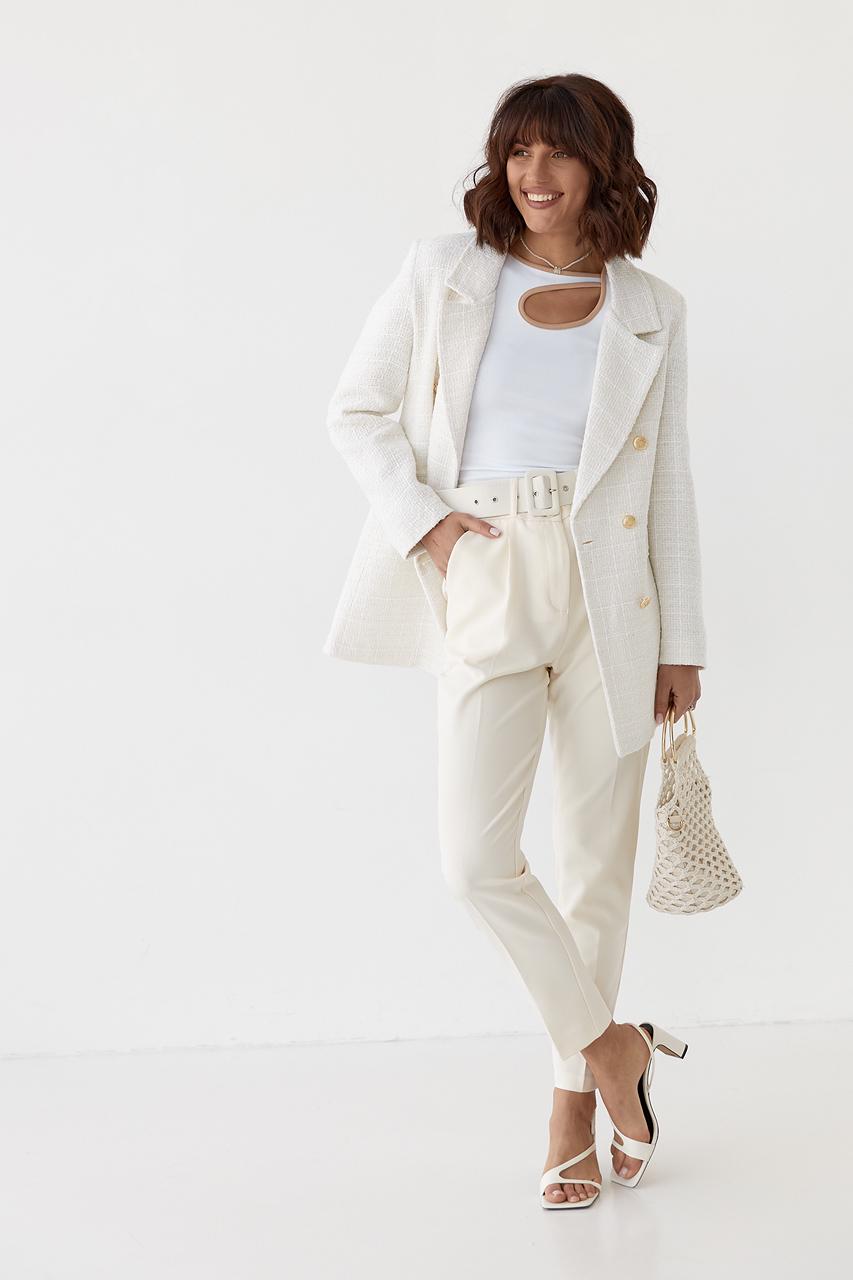 Піджак твідовий S Молочний (10905657) - фото 3