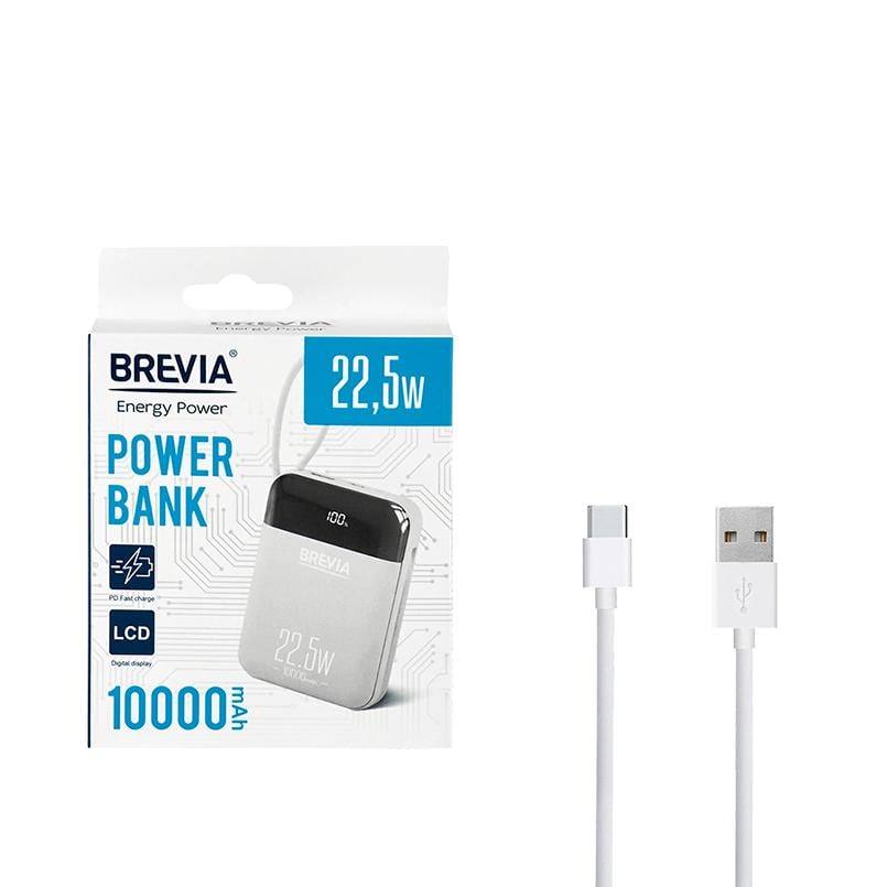 Повербанк Brevia 10000 mAh 22,5W Type-C/Lightning Cable Li-Pol LCD (45122) - фото 9