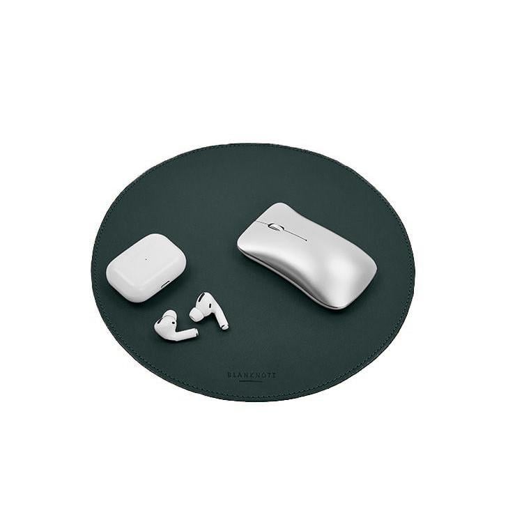 Килимок для мишки круглий із натуральної шкіри краст Зелений (A-028470)