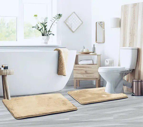 Набор ковриков в ванную и туалет Smooth Premium Memory Foam 2в1 80х50/60х50 см Бежевый (NK2in1Smooth0004) - фото 8 Набор ковриков в ванную и туалет Smooth Premium Memory Foam 2в1 80х50/60х50 см Бежевый (NK2in1Smooth0004) - фото 8
