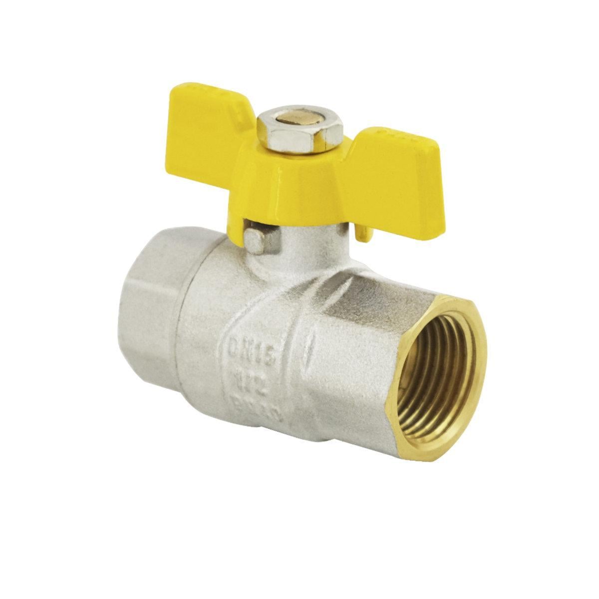 Кран шаровый Raftec PN40 ВВ бабочка 1/2" Yellow (52350)