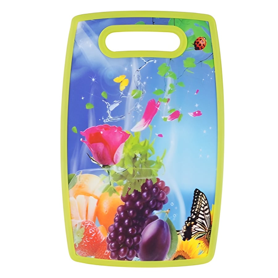 Доска кухонная Stenson B00320 пластиковая с ярким принтом 25х15,5х1,2 см Салатовый (0d46b9d3)