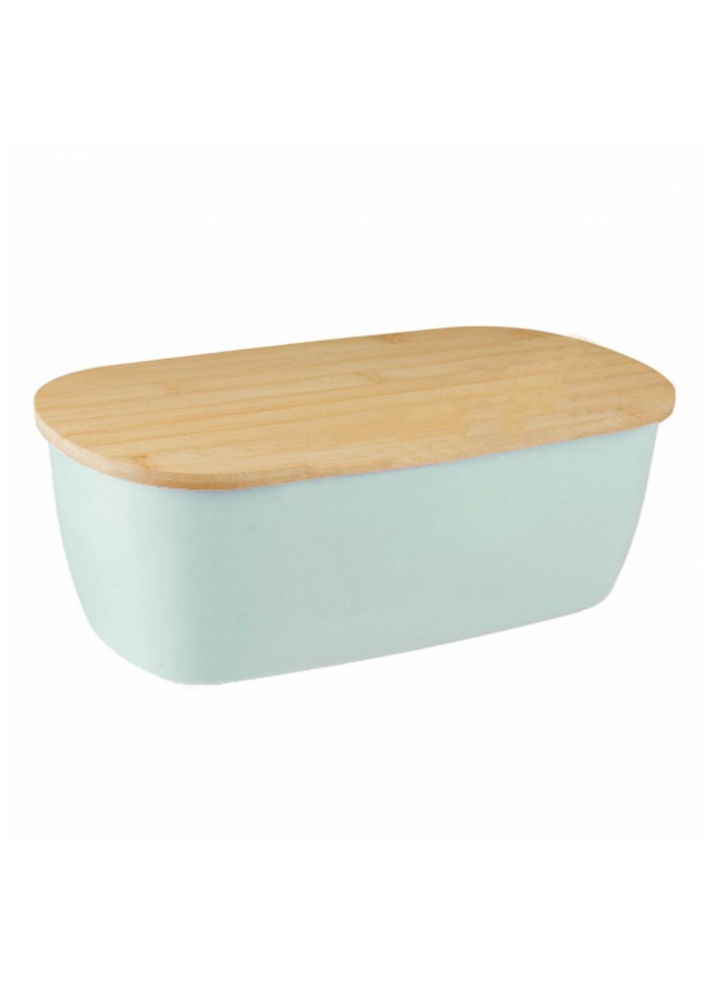 Хлебница бамбуковая Stenson с крышкой 36х20,5х13,5 см Бирюзовый (28417М)