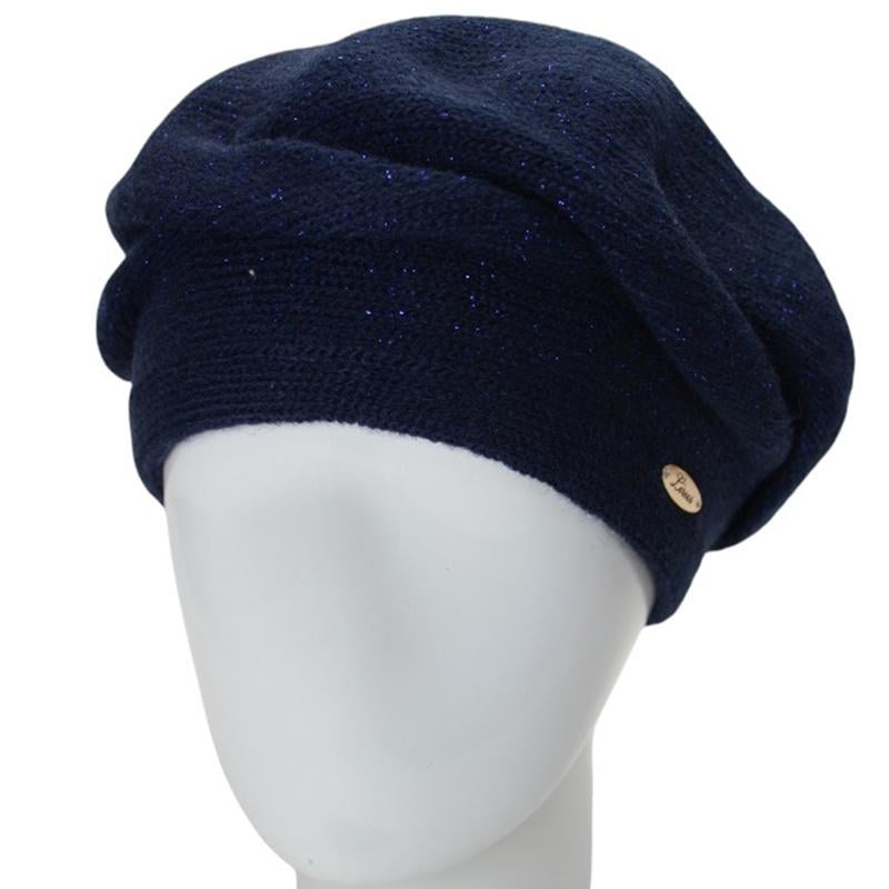 Берет жіночий подвійний Lirus МЛАДА з люрексовою ниткою універсальний Синій (286854)