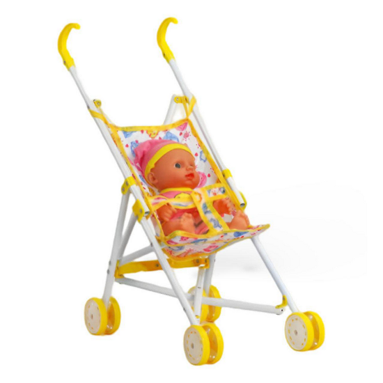 Игровой набор Коляска с пупсом L-8037 B3 кукла и коляска Желтый
