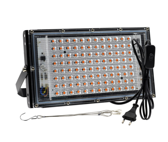 Фитолампа-прожектор 96 LED 240х125 мм для растений и рассады 100 Вт с проволокой и выключателем - фото 2