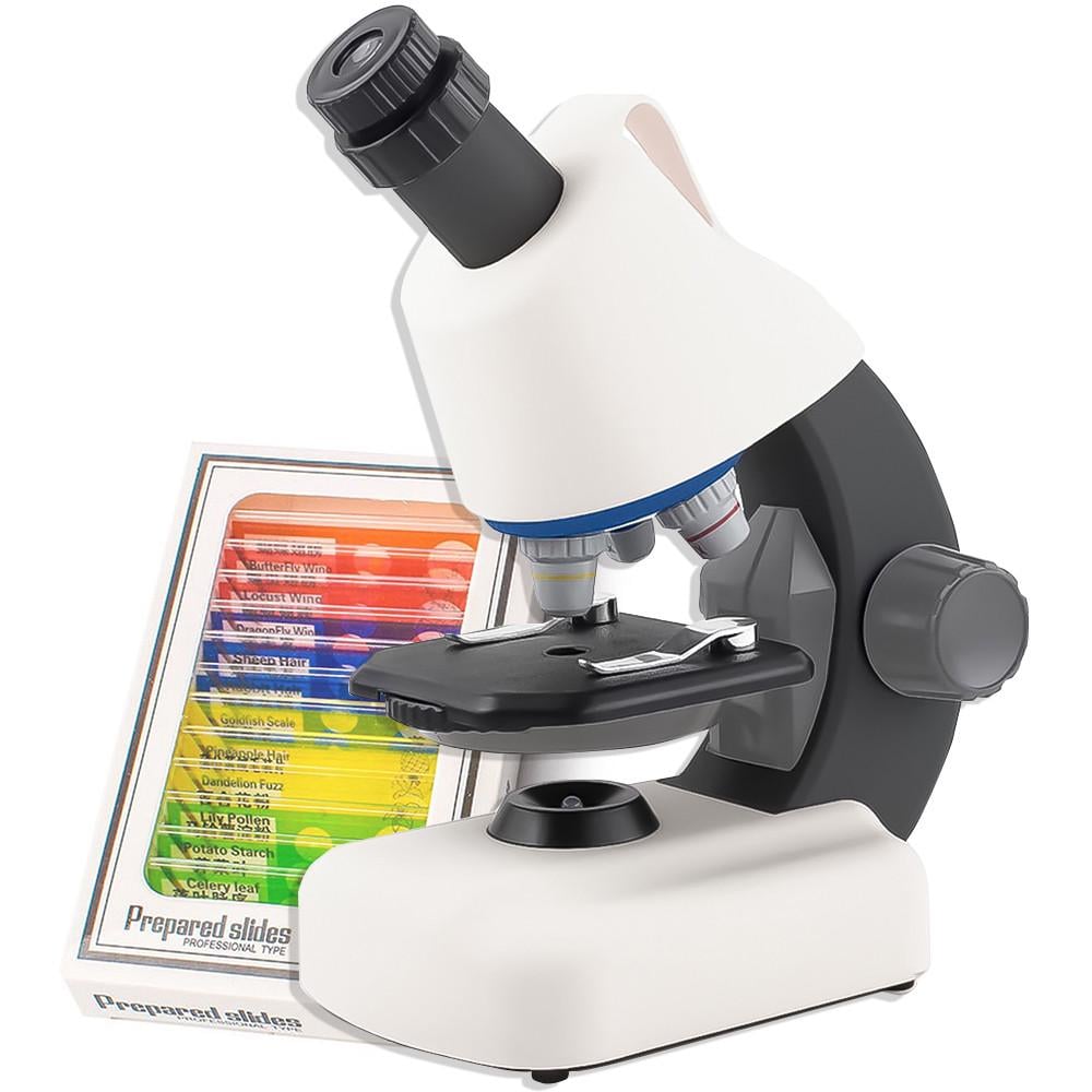 Микроскоп детский OEM 1100A-1 с увеличением до 1200х/биологические микропрепараты Белый