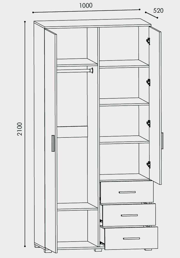 Шкаф Эверест Бриз 1000х520х2100 мм ШП-4 Венге/Дуб молочный (ЕВ20042) - фото 2 Шкаф Эверест Бриз 1000х520х2100 мм ШП-4 Венге/Дуб молочный (ЕВ20042) - фото 2