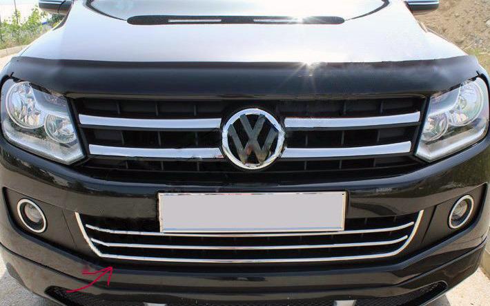 Накладки на передній бампер з по смішкою Omsa Line для Volkswagen Amarok 2010-2022 рр. Хром