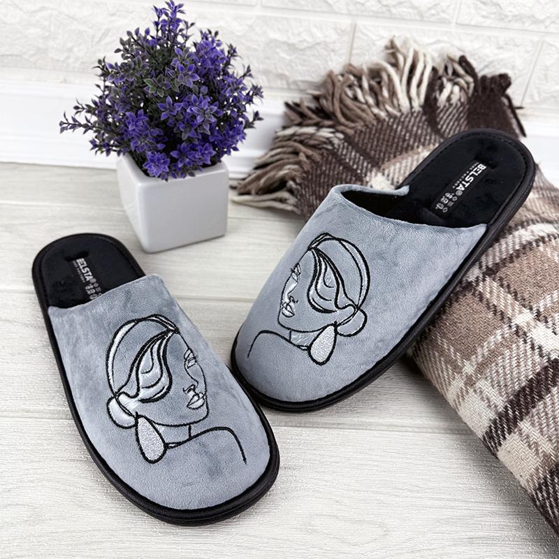 Домашні тапочки жіночі велюрові Е-0041-42-1 p. 42 27 см Сірий