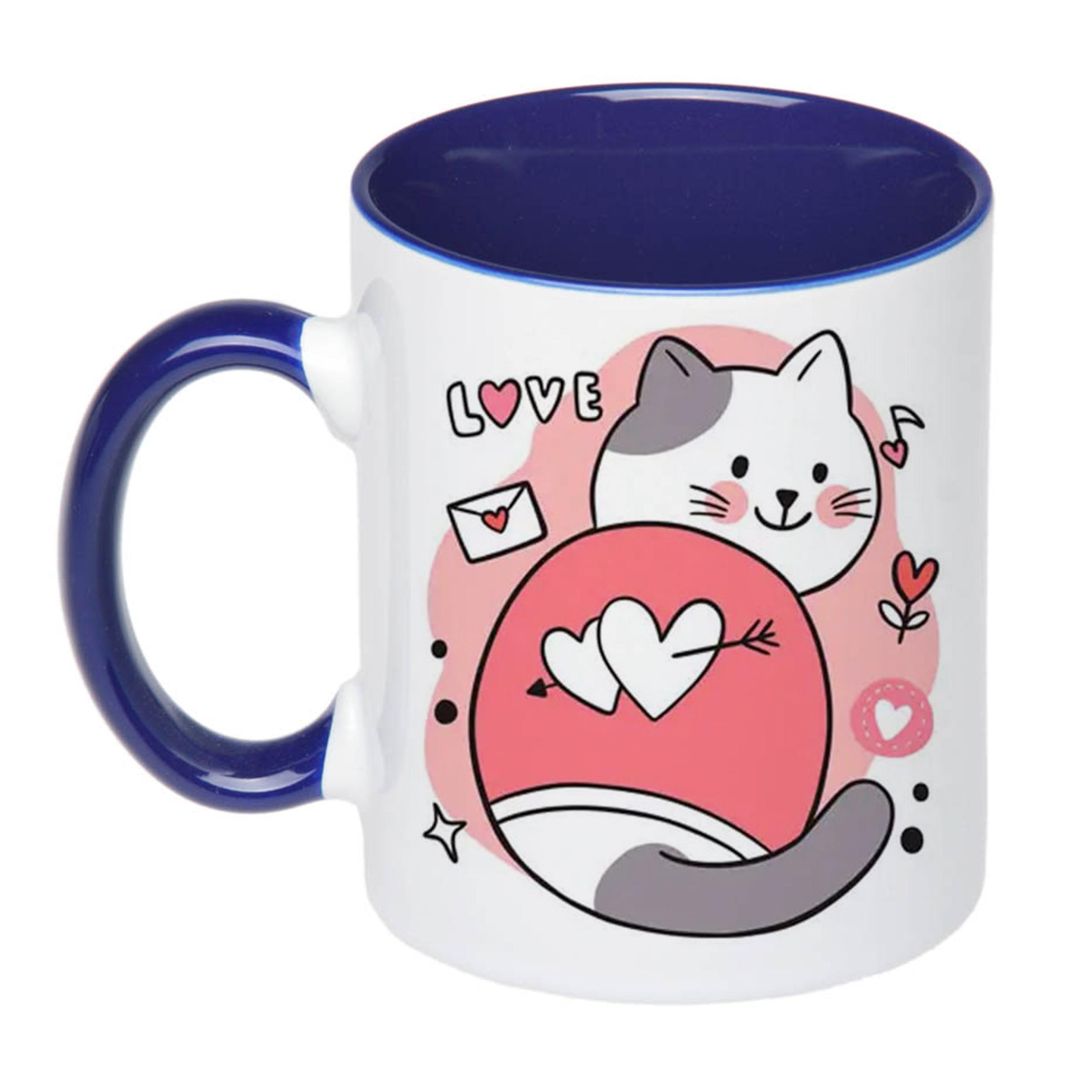 Чашка з принтом Happy love 330 мл Синий (17459)
