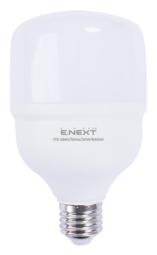 Лампа світлодіодна E.NEXT e.LED.lamp.HP.E27.20.6500 20W 230V 2000 Lm 6500K E27 надпотужна 80x139 мм (l0650722)