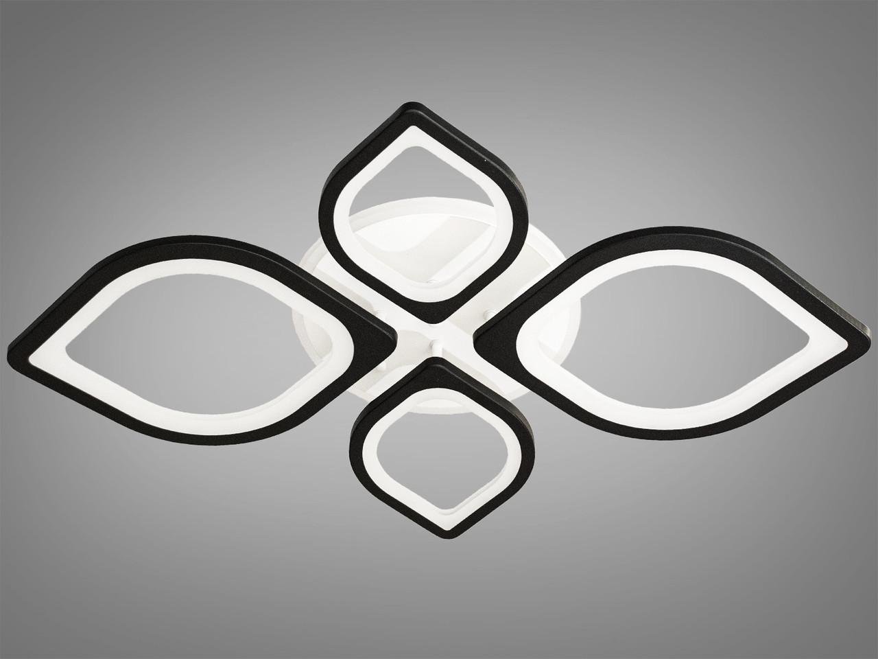 Люстра світлодіодна в спальню 105W на 15 кв. м Чорний (8073-2+2BK-LS)