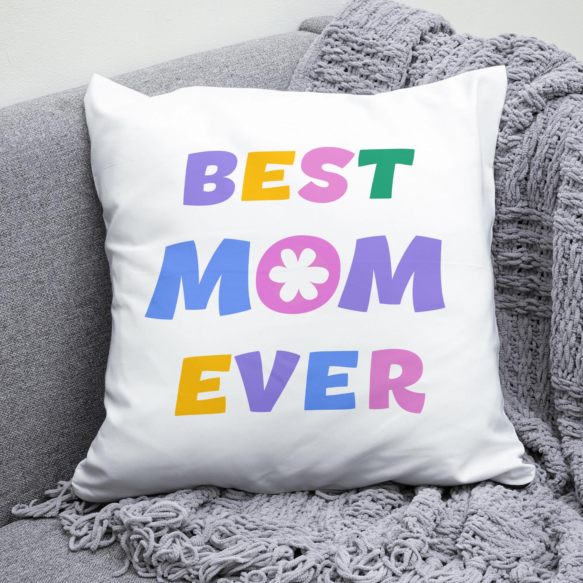 Плюшевая подушка квадрат с принтом "Best MOM ever"