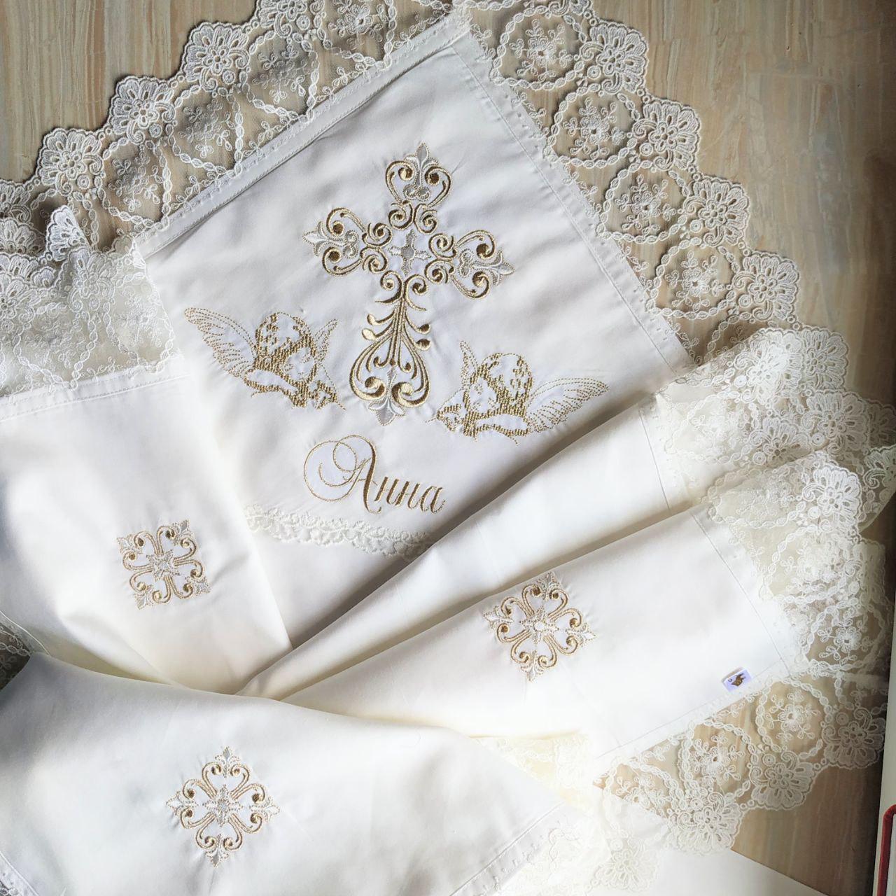 Набор для крещения именной Любовь ангелов/мешочки для локона и хранения (2179301493)