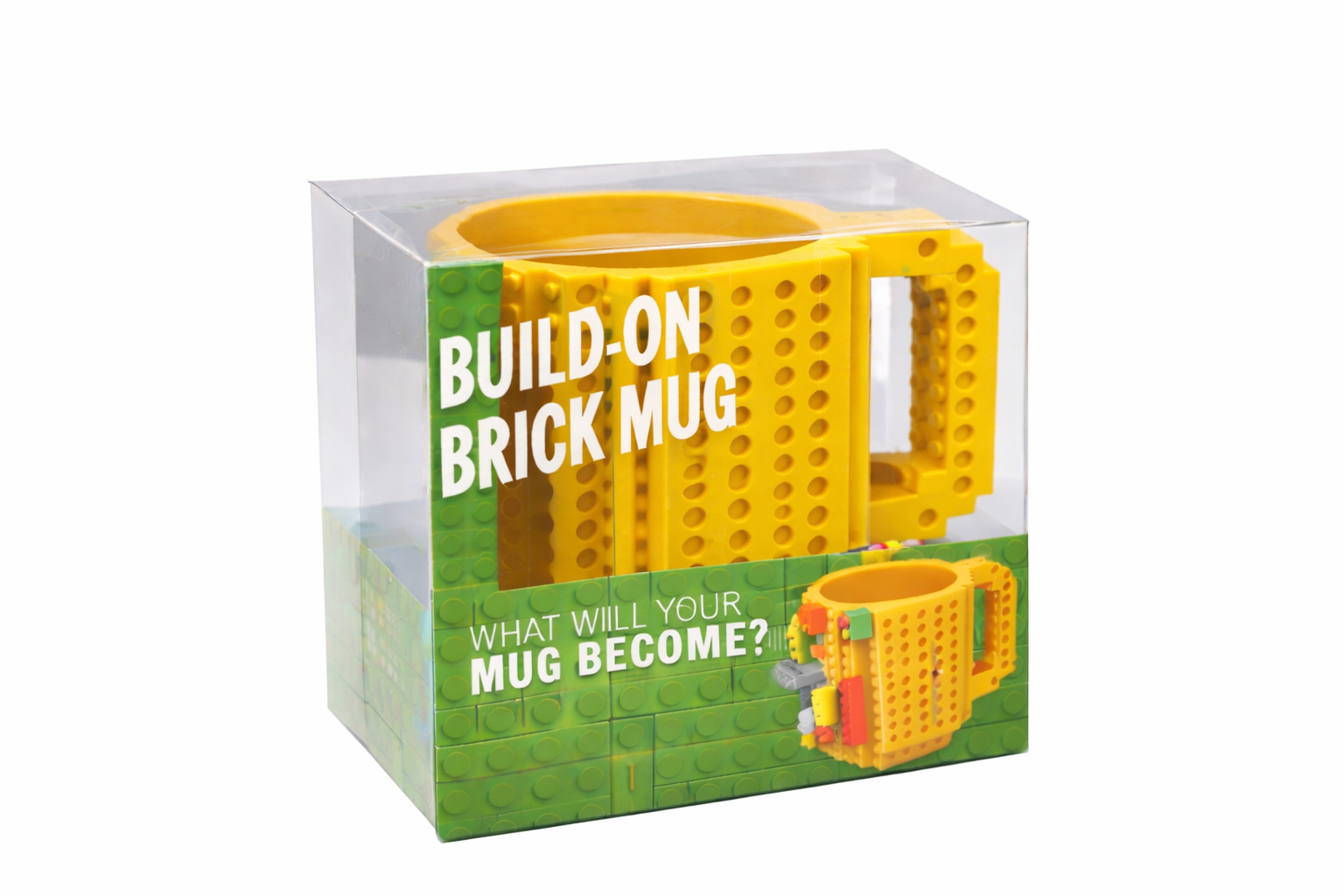 Чашка-конструктор пластиковая Cup Building Block с набором деталей для горячих и холодных напитков 12 см Желтый