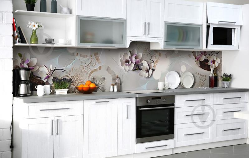 Скинали на кухню Zatarga «Тоскливые орхидеи» 600х3000 мм виниловая 3Д наклейка кухонный фартук самоклеящаяся