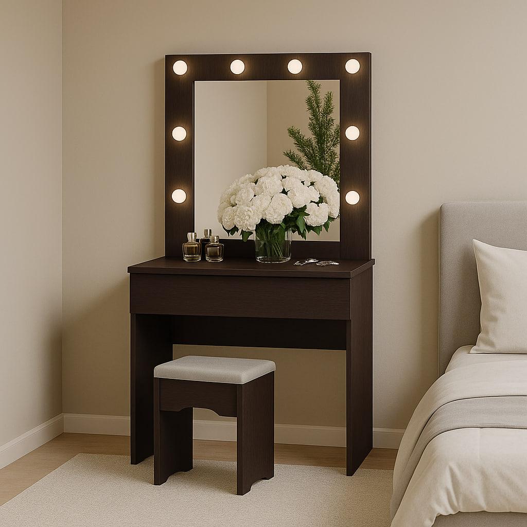 Туалетний столик New and Classic із квадратним дзеркалом 1600х800х400 мм Венге магія (ТЗ-Лайт 1-7)