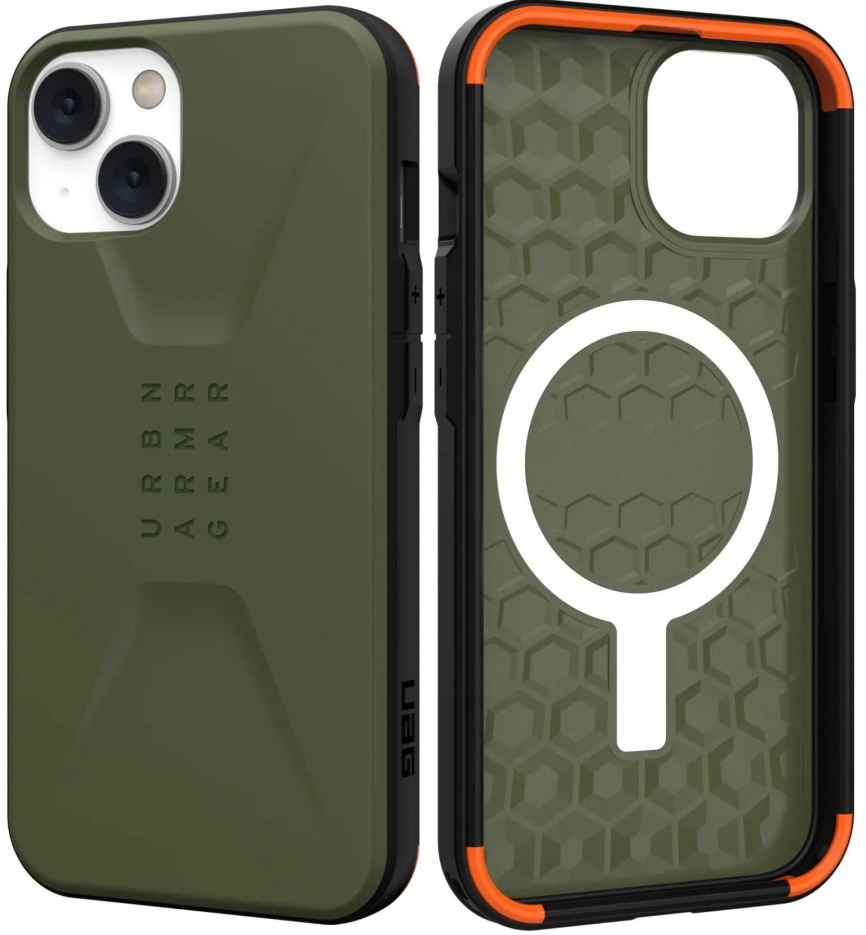 Чохол протиударний оригінальний UAG Civilian MagSafe 114036117272 для Iphone 14 | 13 (6.1") Olive Drab
