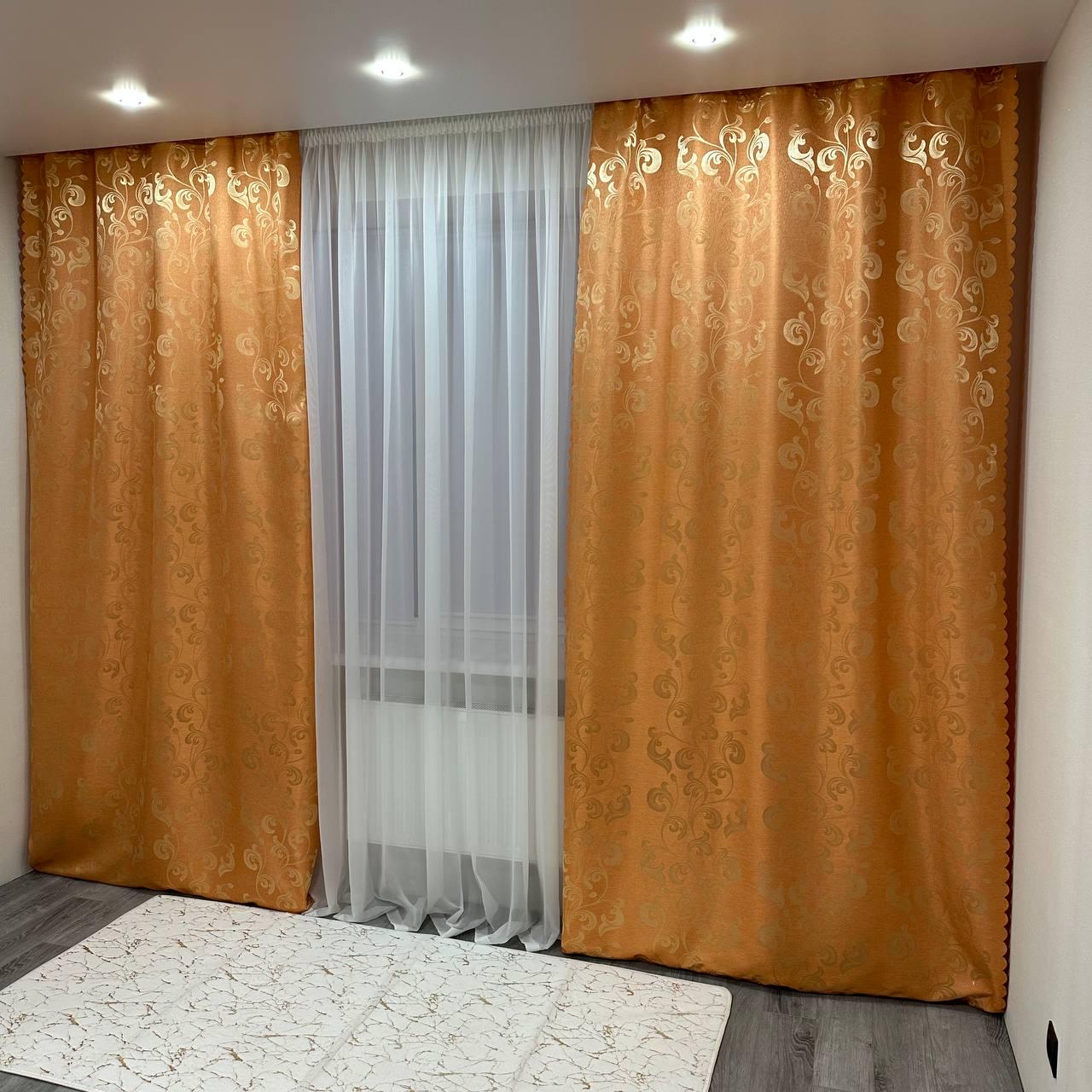 Штори Toscana жаккардові 1,5х2,7 м 2 шт. Персиковий - фото 2