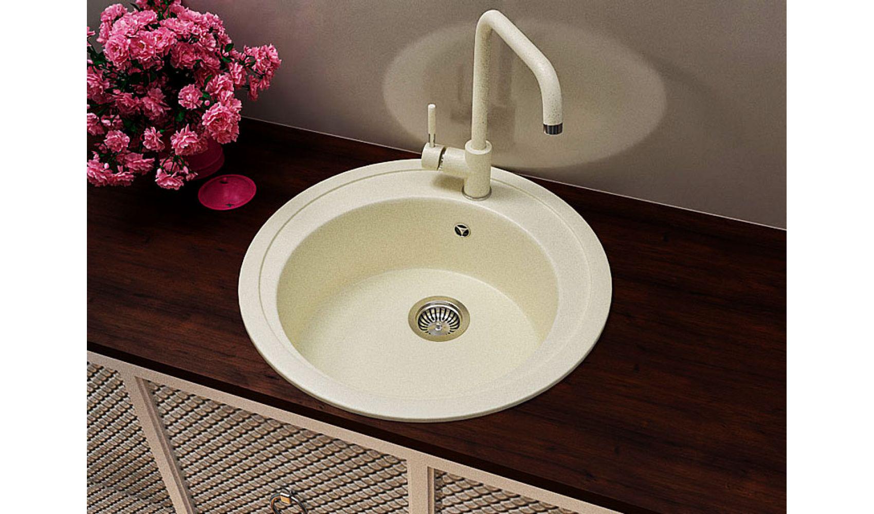 Кухонна мийка Lexona Blansh гранітна з краном Бежевий - фото 3