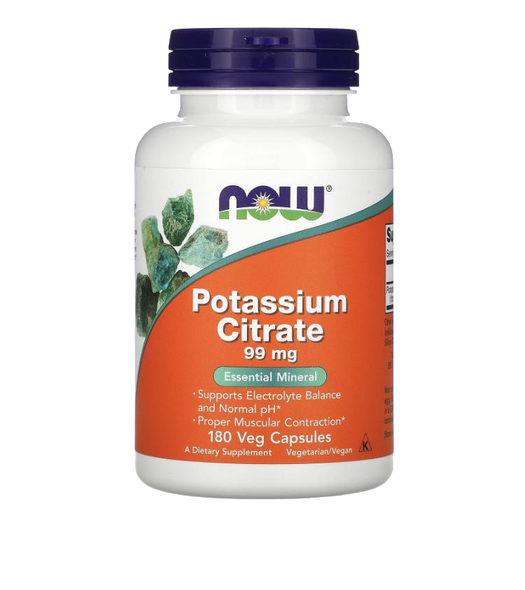Цитрат калия Now Foods 99 мг 180 растительных капсул