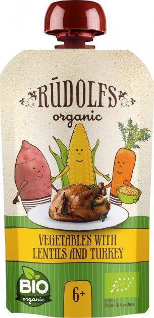 Пюре Rudolfs Овощи с чечевицей и индейкой органическое от 6 месяцев 110 г