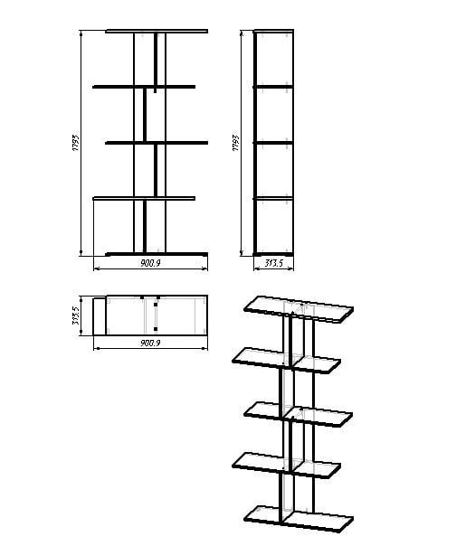 Стеллаж Klick-System СТС-1 179х90х31,3 см Дуб Сонома - фото 2