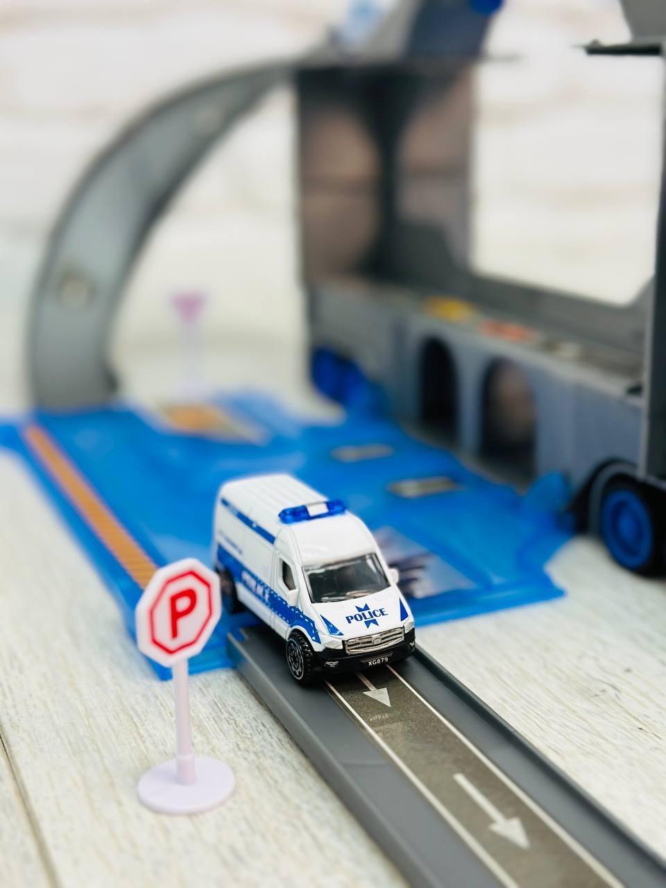 Детский автотрек паркинг для машинок игрушечный автовоз трейлер набор чемодан с машинками фура с треком(2688229857) - фото 6