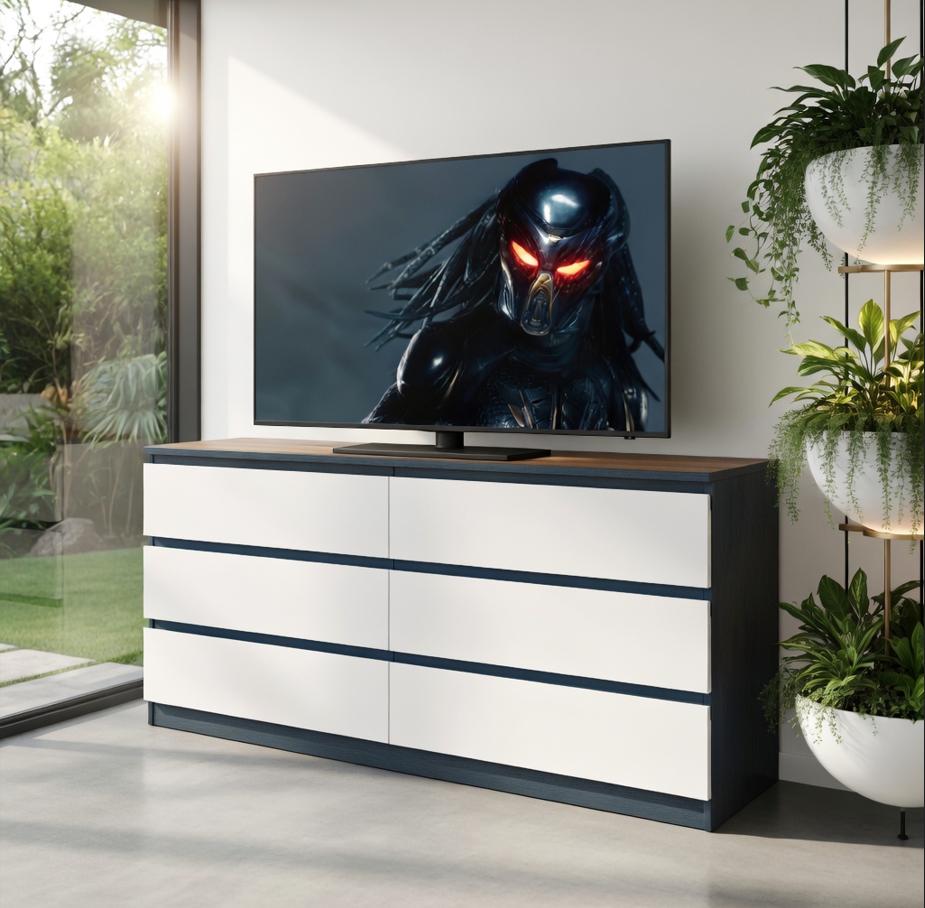 Комод Мастер Форм Брайт ДСП 1500х376х730 мм Антрацит/Белый (08346)