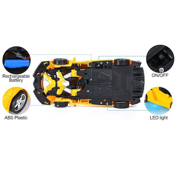 Машинка-трансформер на радіокеруванні Mini Transformation Car 1:18 з обертанням на 360° Yellow (d391) - фото 6