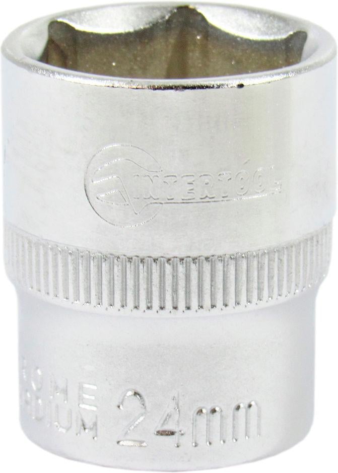 Головка торцева низька шестигранна Intertool 1/2 24 мм Хром ванадіум (ET-0024)