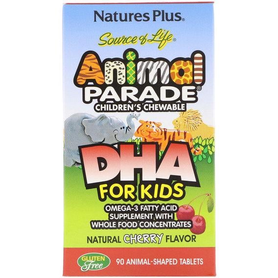 Омега 3 Nature's Plus Animal Parade DHA for Kids 90 Animal-Shaped Chewables Natural Cherry Flavor (NAP-29999)