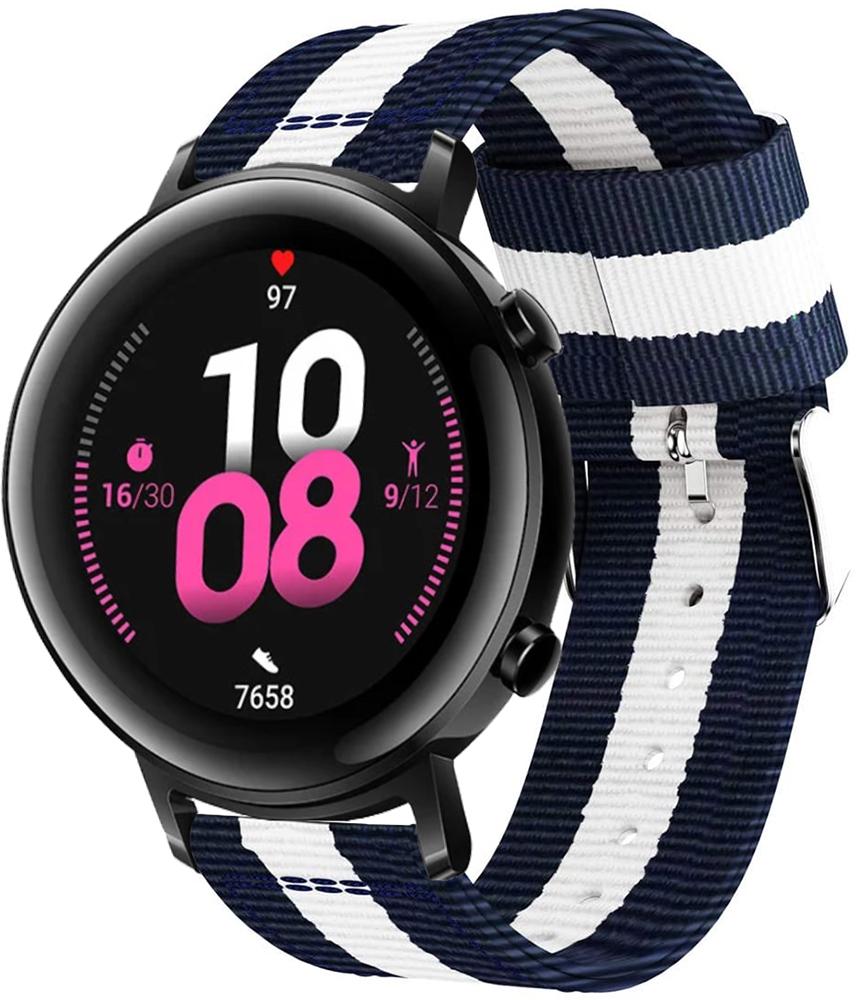 Ремешок тканевый Canvas для Huawei Watch GT 2 42 мм Blue/White (20524)
