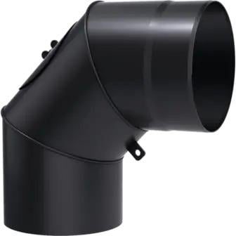 Коліно для печей та камінів жароміцне 120 мм з ревізією 0-90 гр Чорний