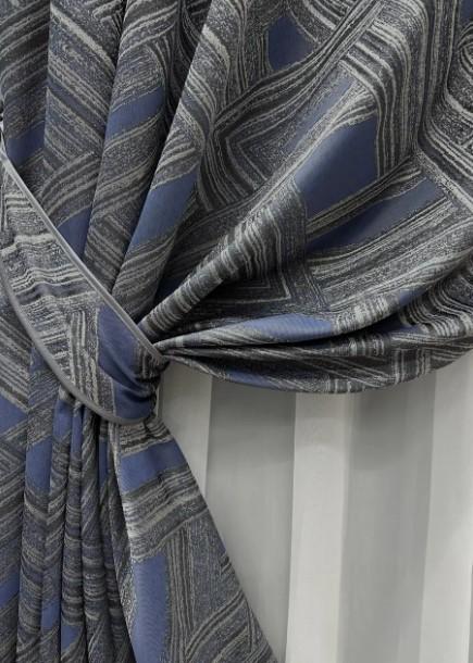 Штори Mystery жакард 1,5х2,9 м 2 шт. Сірий/Темно-синій (1627ш) - фото 2 Штори Mystery жакард 1,5х2,9 м 2 шт. Сірий/Темно-синій (1627ш) - фото 2