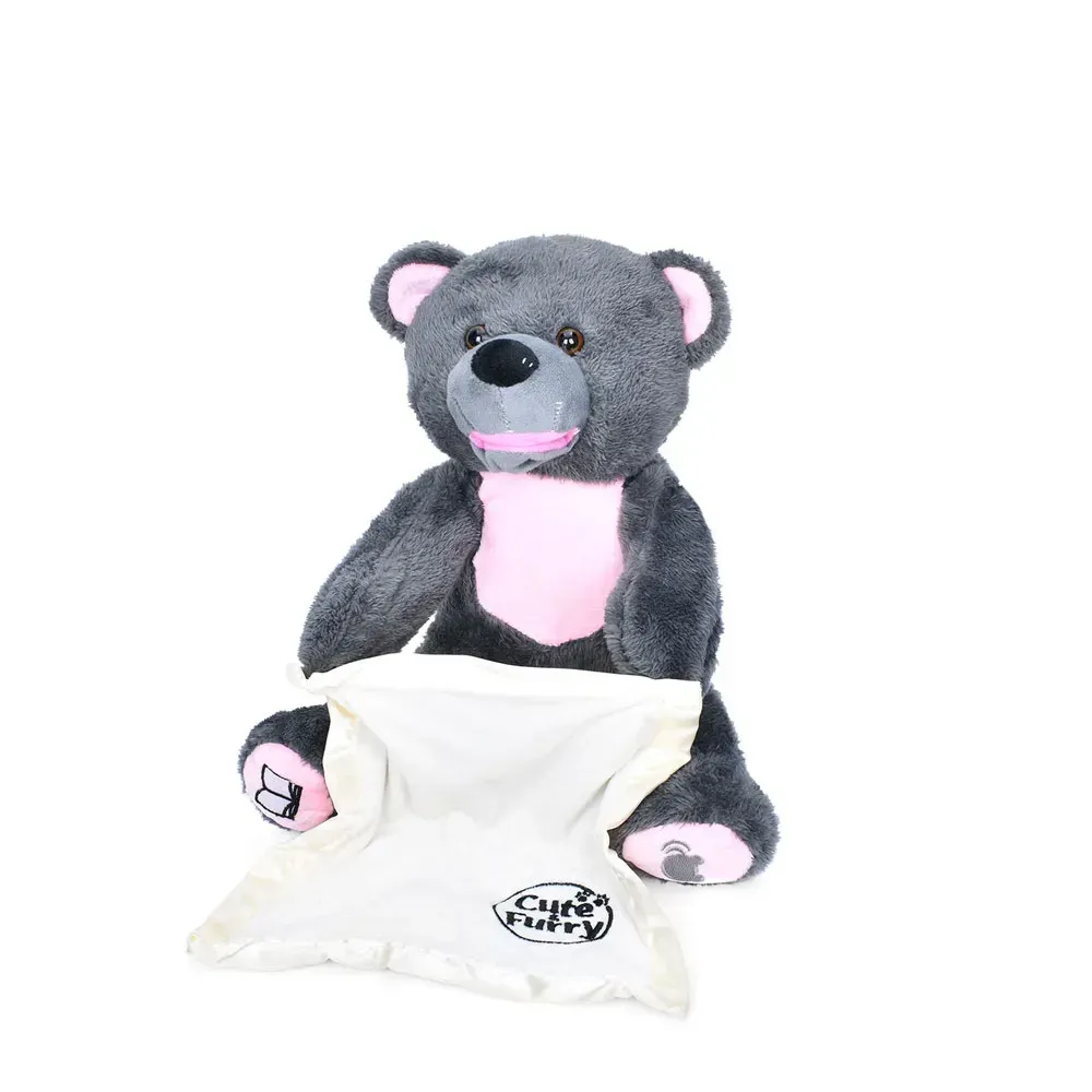 Интерактивная игрушка Мишка с одеялом для укрытий из текстиля 25х21х18 см Черный (150-98-M5843IUA/BK)