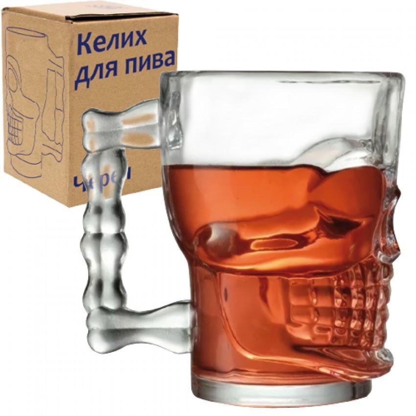 Келих для пива S&T 202-43 Череп скляний 540 мл (2046174121) - фото 4