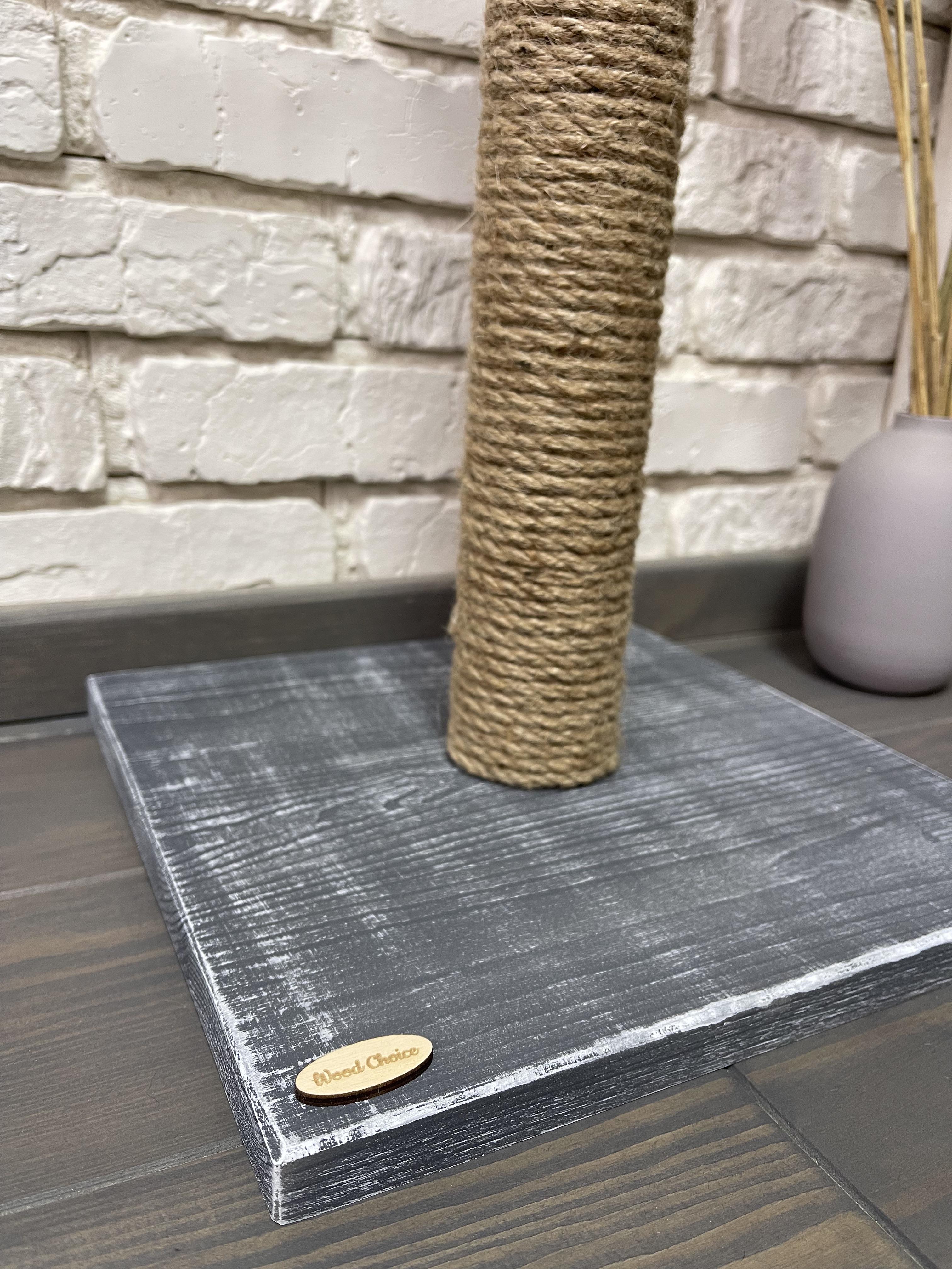 Когтеточка для кошек деревянная 30х30х55 Серо-белый (111) - фото 3 Когтеточка для кошек деревянная 30х30х55 Серо-белый (111) - фото 3