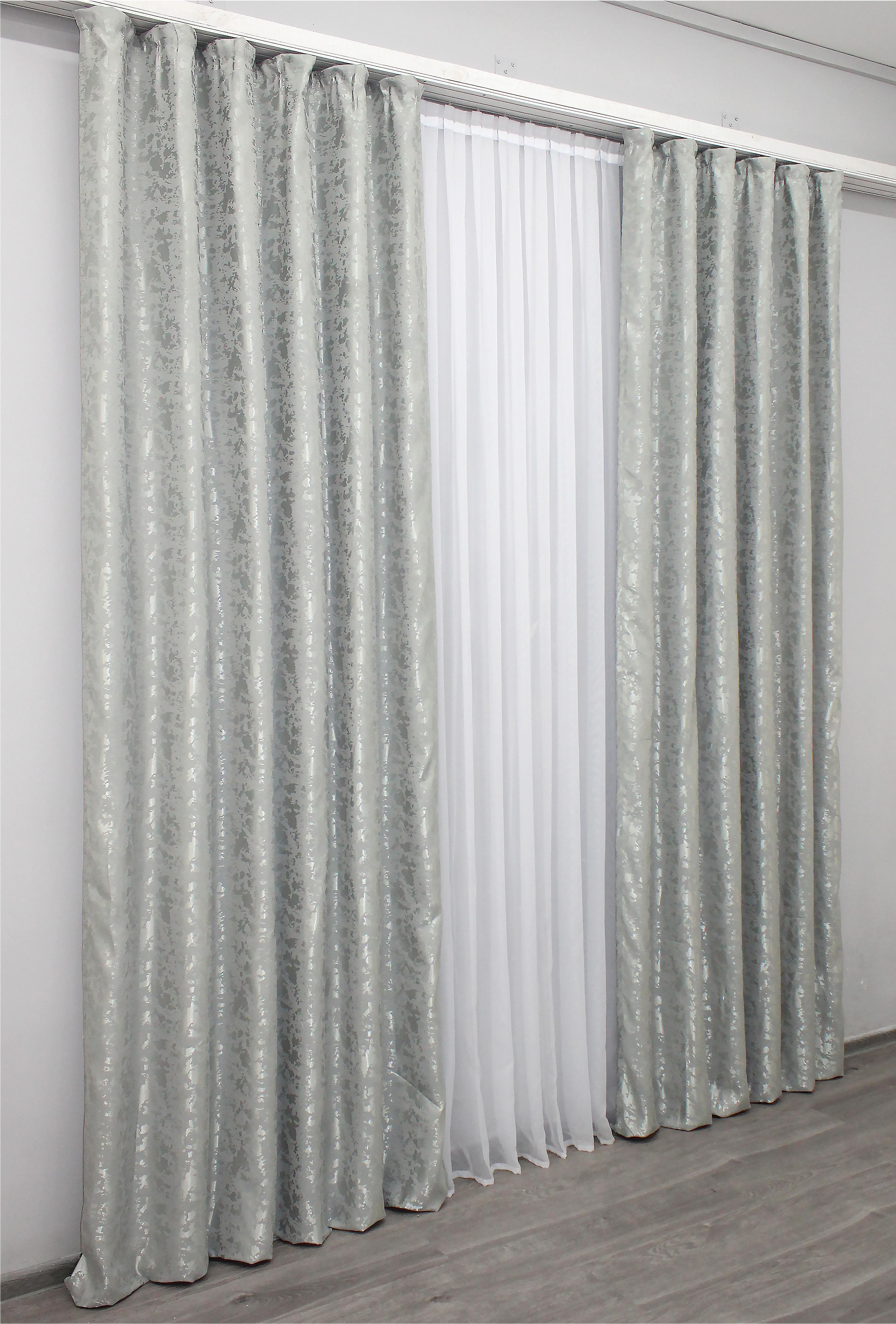 Комплект штор VR-Textil мрамор Pavliani ХО № 1263ш лен 150х280 см 2 шт. Светло-серый (33-0107) - фото 5