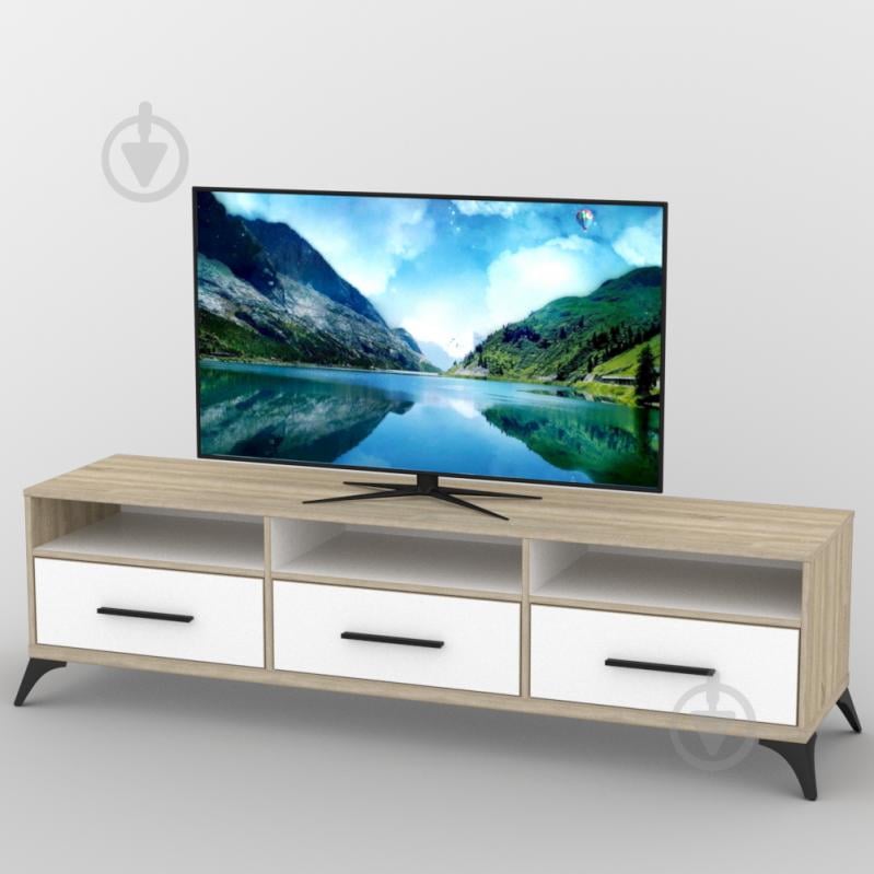 Тумба под телевизор Тиса Мебель ТВ-355 Дуб сонмоа Белый Тумба под телевизор Тиса Мебель ТВ-355 Дуб сонмоа Белый