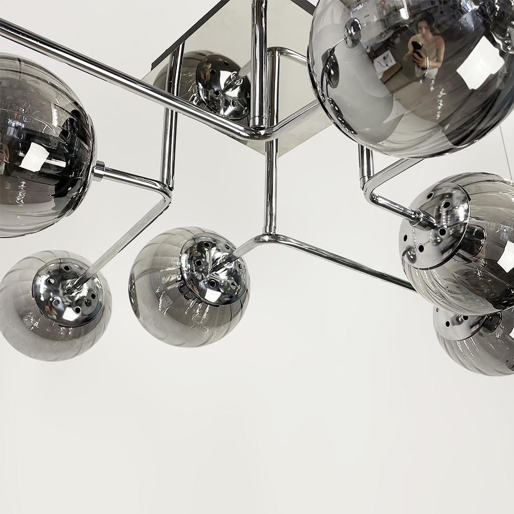 Люстра современная потолочная на 8 графитовых плафонов Хром (2693/8 (new) CH/GR) - фото 4