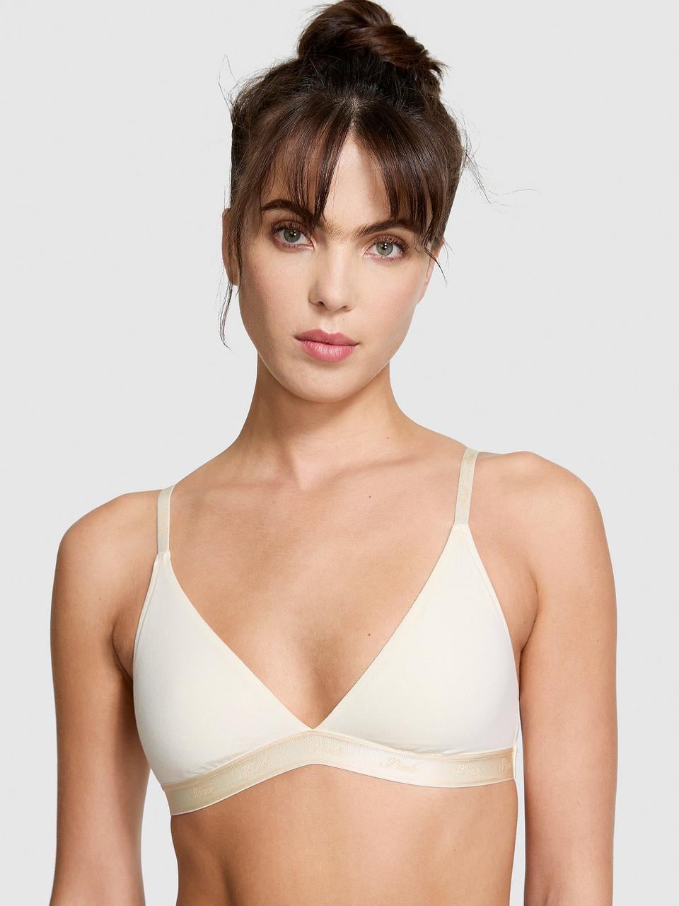 Топ женский Victoria's Secret Logo Cotton Triangle XS Молочный (157100435721)