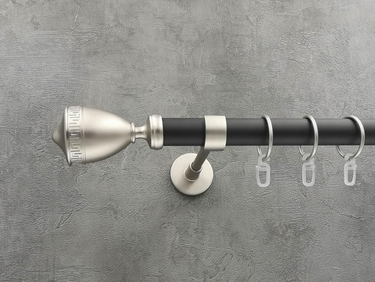 Карниз Quadrum Афина гладкая штанга одинарный модерн 25 мм 240 см Сатин/Черный матовый (272278401)