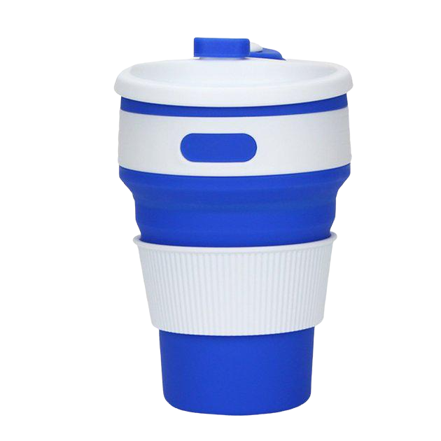 Складной силиконовый стакан Collapsible Coffee Cup 350 мл Синий